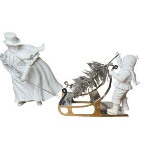 Department 56 Bringing Home The Tree 4 Pc 7790-9 Dept Christmas Box Damage READ